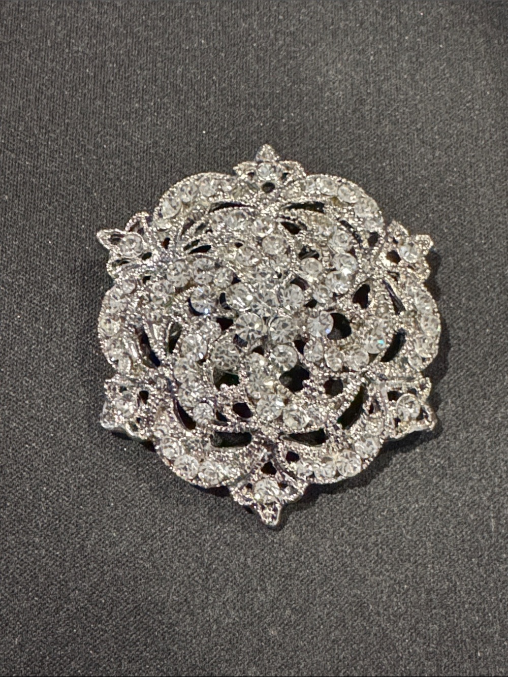 Rhinestone Silver Brooch